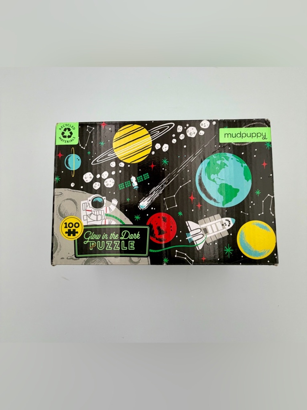 Mudpuppy Glow-in-the-Dark Space Puzzle - Green, Yellow, Red, Blue